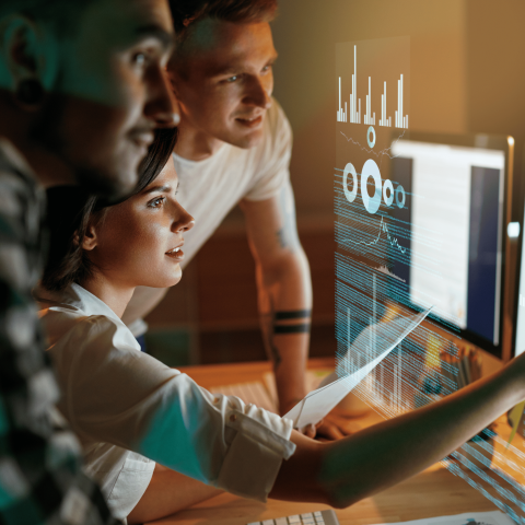 Co-workers studying Comarch e-learning courses